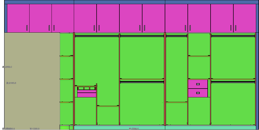 平开门左房门弧形衣柜(八门)-hx2s3-002